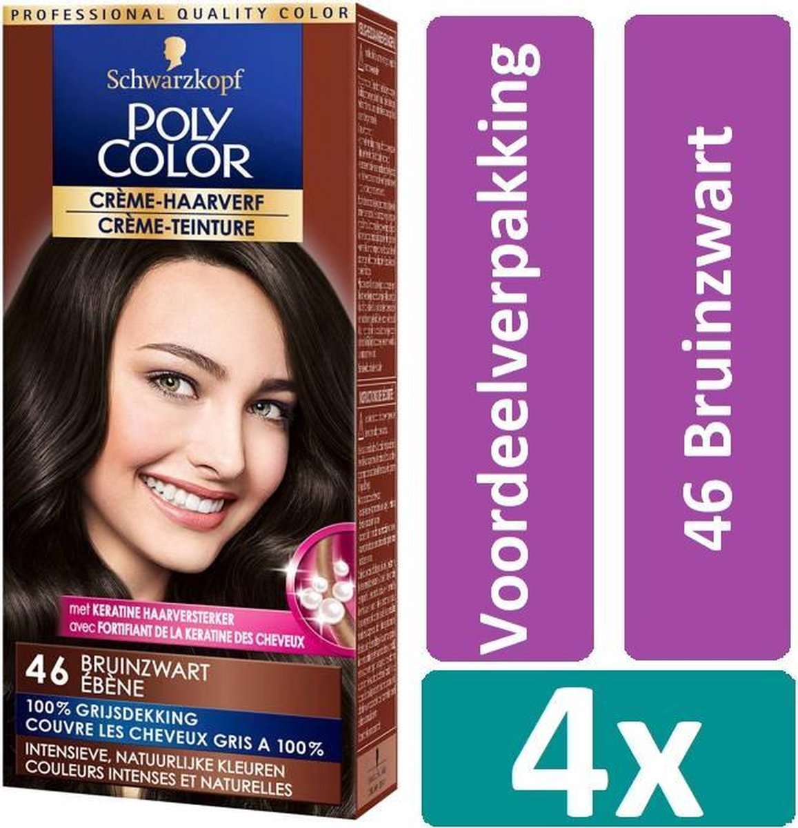 Crème colorante Poly Color 36 Blond cendré moyen, couverture 100 % des cheveux gris - 3 pièces