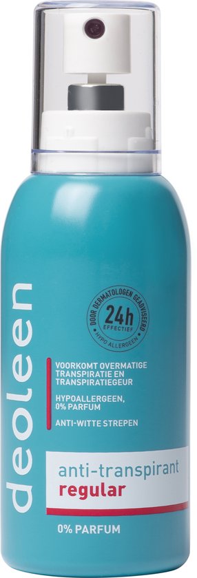 Deoleen Antitranspirant - Spray à pompe régulier - 0 % de parfum - 4 pièces