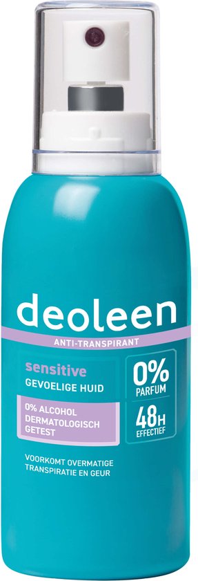 Deoleen Anti-transpirant Pompspray Sensitive 48 uur effectief - 0% parfum & 0% alcohol 75 ml x 3 stuks