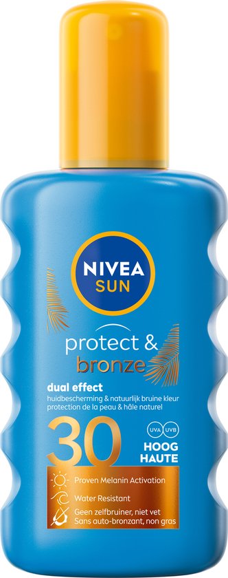 NIVEA SUN Protect & Bronze Zonnebrand Spray - SPF 30 - Zonnespray - Waterproof- 200 ml