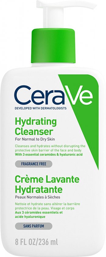 CeraVe Hydraterende Reinigingscrème - voor een normale tot droge huid - met 3 Essentiële Ceramiden - 236ml
