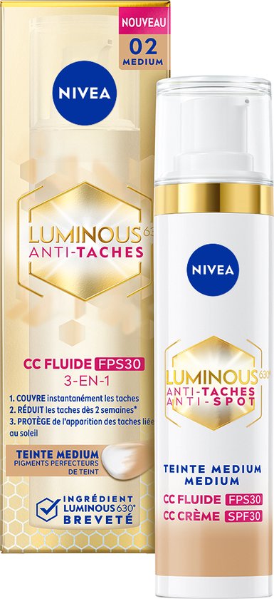 NIVEA Cellular LUMINOUS630 CC Fluid Cream with SPF 30 - Medium- 40ml