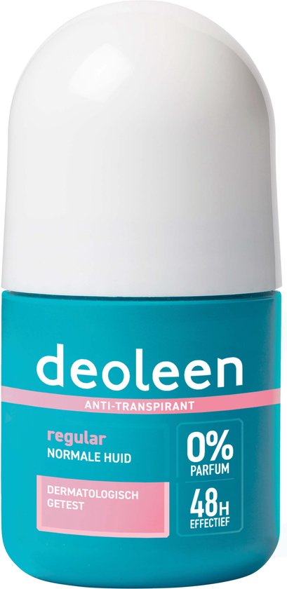 Deoleen Anti-transpirant Roller Regular 48 uur effectief 0% parfum Deodorant - 50 ml x 3 stuks