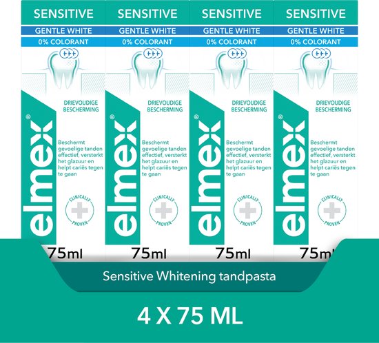 Elmex Sensitive Whitening Tandpasta - 4 x 75ml - Voor Gevoelige Tanden