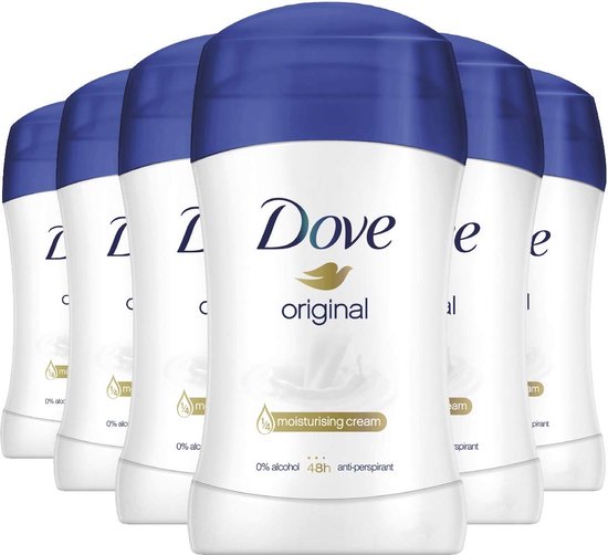 Déodorant en stick Dove Original - Antisudorifique sans alcool - Protection anti-transpiration 48 heures - Lot de 6