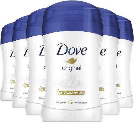 Déodorant en stick Dove Original - Antisudorifique sans alcool - Protection anti-transpiration 48 heures - Lot de 6