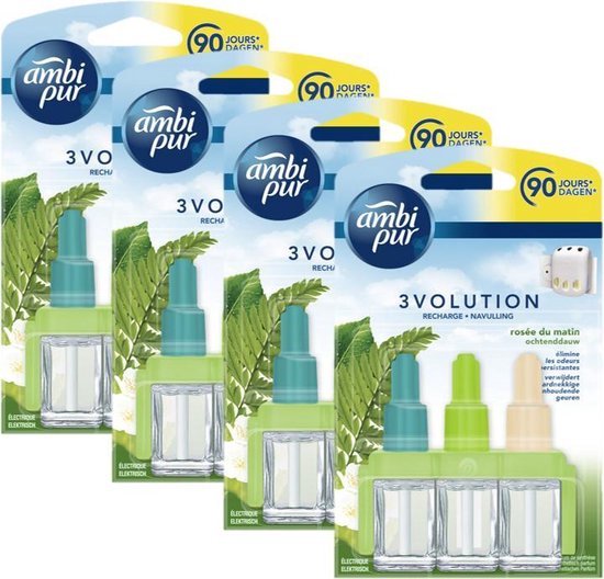 Ambi Pur Air Freshener Refill 3Volution Morning Dew 4 x 20 ml