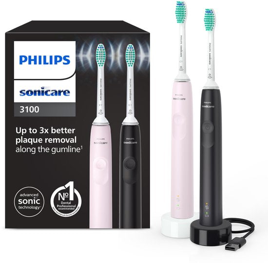 Philips Sonicare Series 3100 - Zwart & Roze - Duopack - HX3675/15