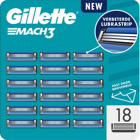 Gillette Mach 3 Razor Blades - For Men - 18 Razor Blades