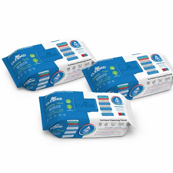 Cleanizi Cleaning Towels 100pcs BIG-PACK Extra Thick With Bleach 3 stuks
