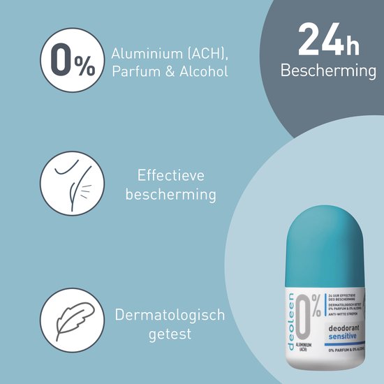 Déodorant Deolene 0% aluminium - Roller Sensitive - 50 ml - Pack de 6