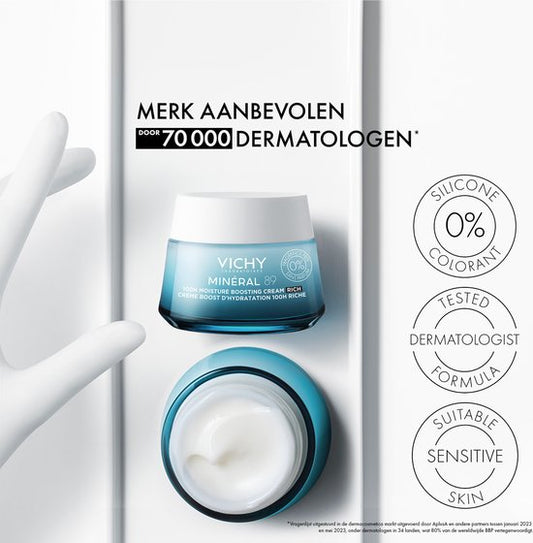 Vichy Minéral 89 100U Hydraterende Rijke Crème Zonder Parfum - Voor een normale tot droge huid - 50ml