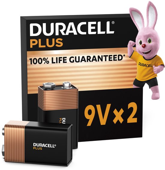 Duracell Plus 9V 2 batteries