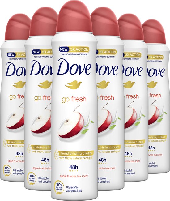 Dove Go Fresh Apple & White Tea Anti-Transpirant Deodorant Spray - 6 x 150 ml