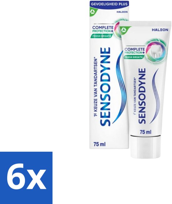 6 x Sensodyne - Tandpasta - Complete Protection + Fresh Breath - Frisse Adem - 75 ml - Tandpasta Gevoelige Tanden - Tandpasta Frisse Adem - Sensodyne - Mondverzorging -