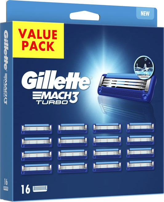 Gillette Mach3 Turbo - Lames de rasoir pour hommes - 16 lames de rechange