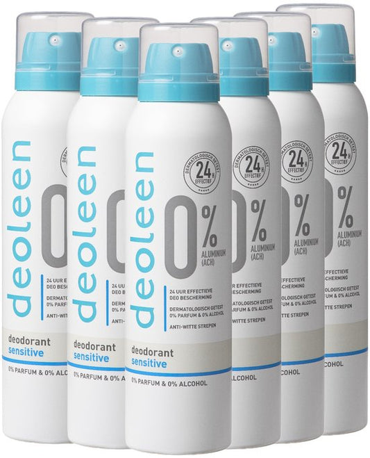 Déodorant Deolene 0% aluminium - Aérosol Sensitive - 150 ml - Pack de 6