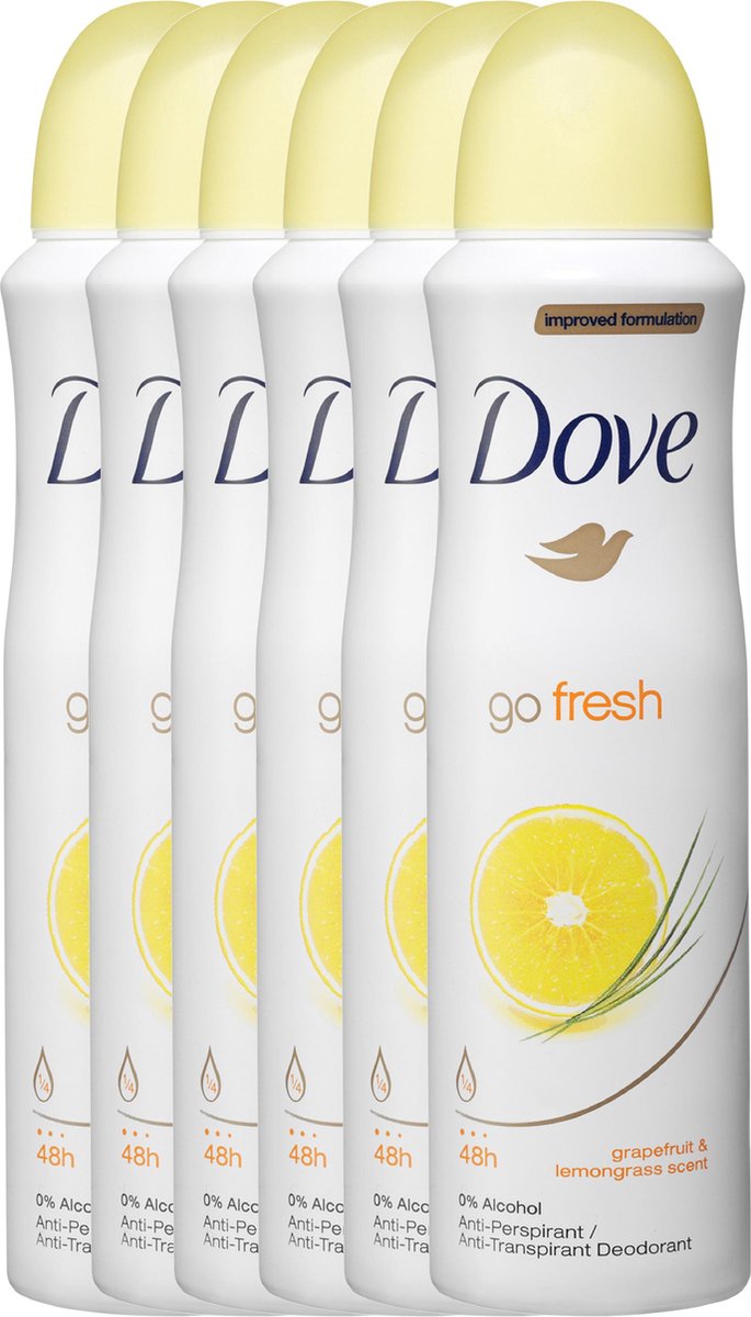 Dove go fresh grapefruit Women - 150 ml - deodorant spray - 6 st - Voordeelverpakking