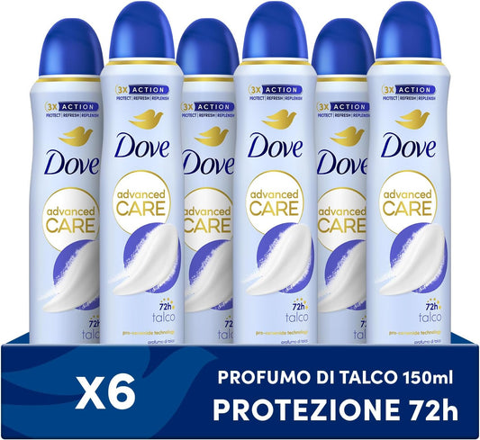 6x Dove Deodorant Spray Advanced Care Talco 150 ml