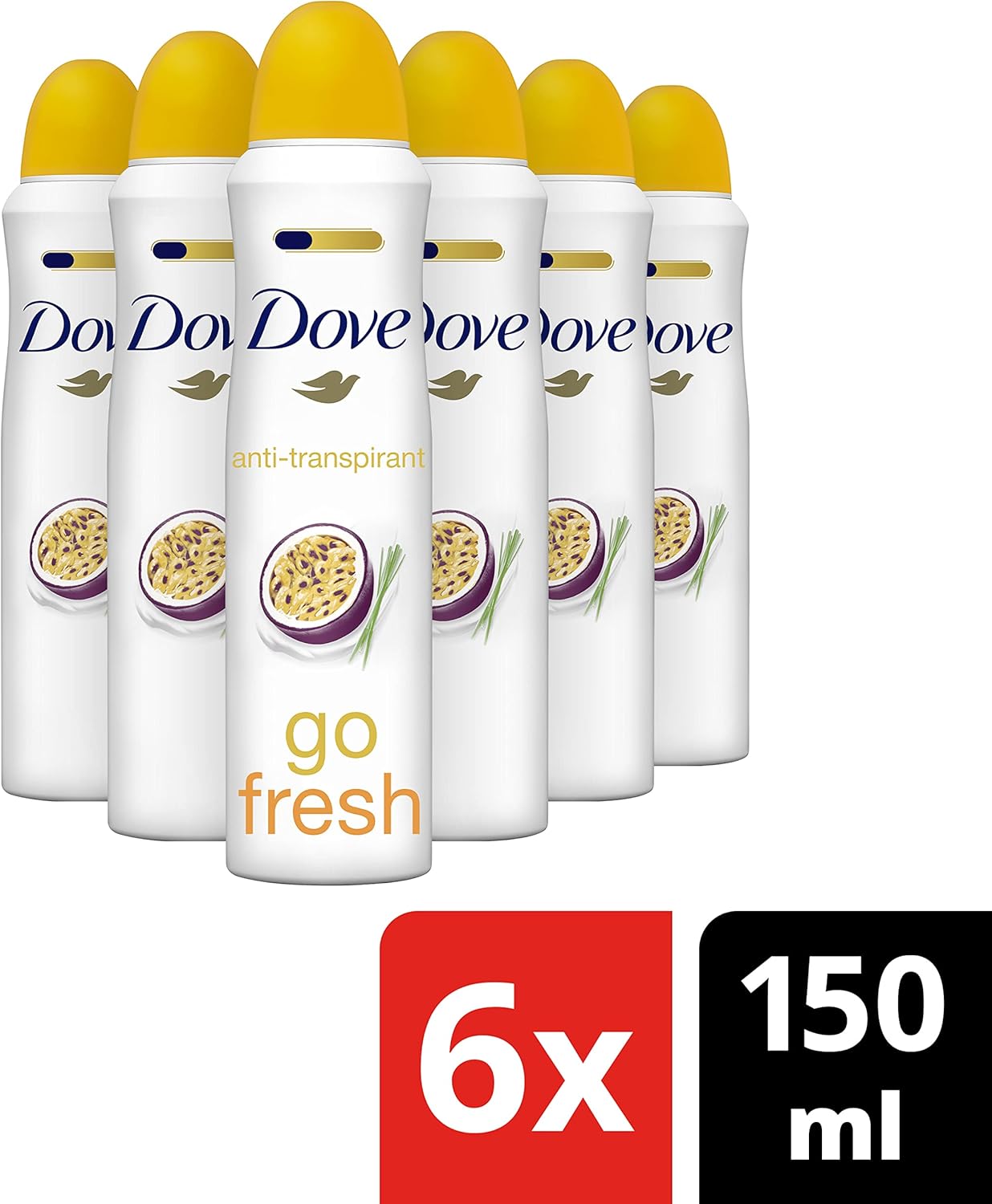 Dove Go Fresh Passievrucht & Citroengras Deodorant 6x150 ml