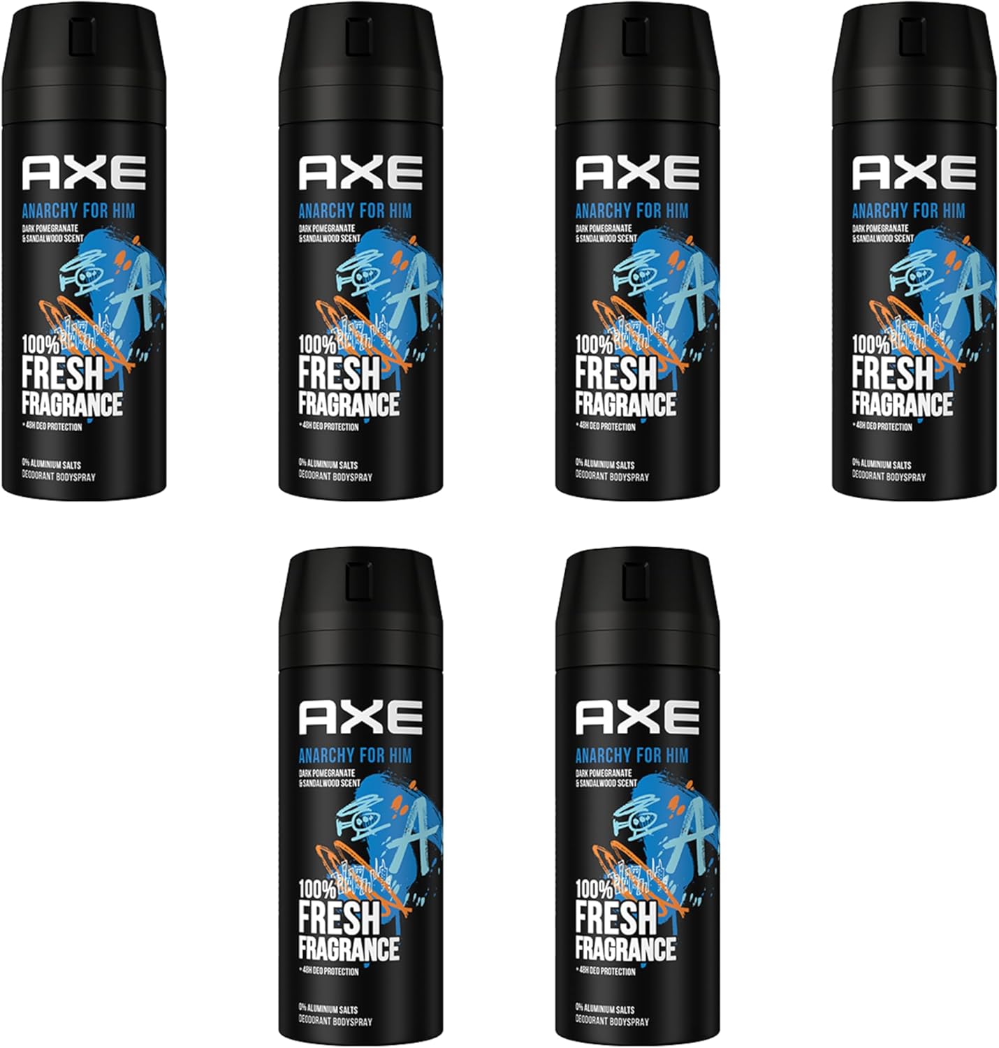 6x Axe Bodyspray Anarchy for Him zonder aluminiumzout 150 ml