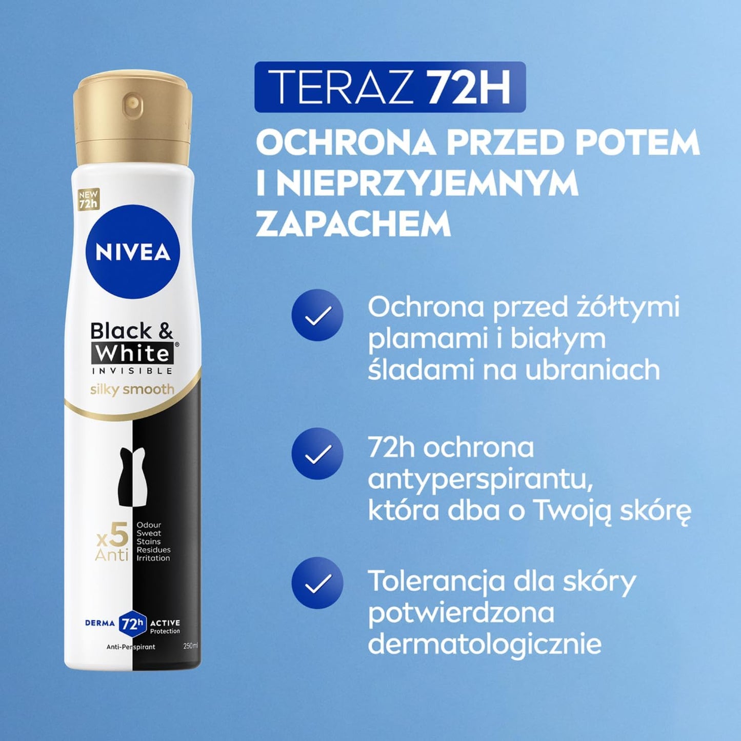 NIVEA Black&White Invisible Silk Smooth 6 pièces 150 ml