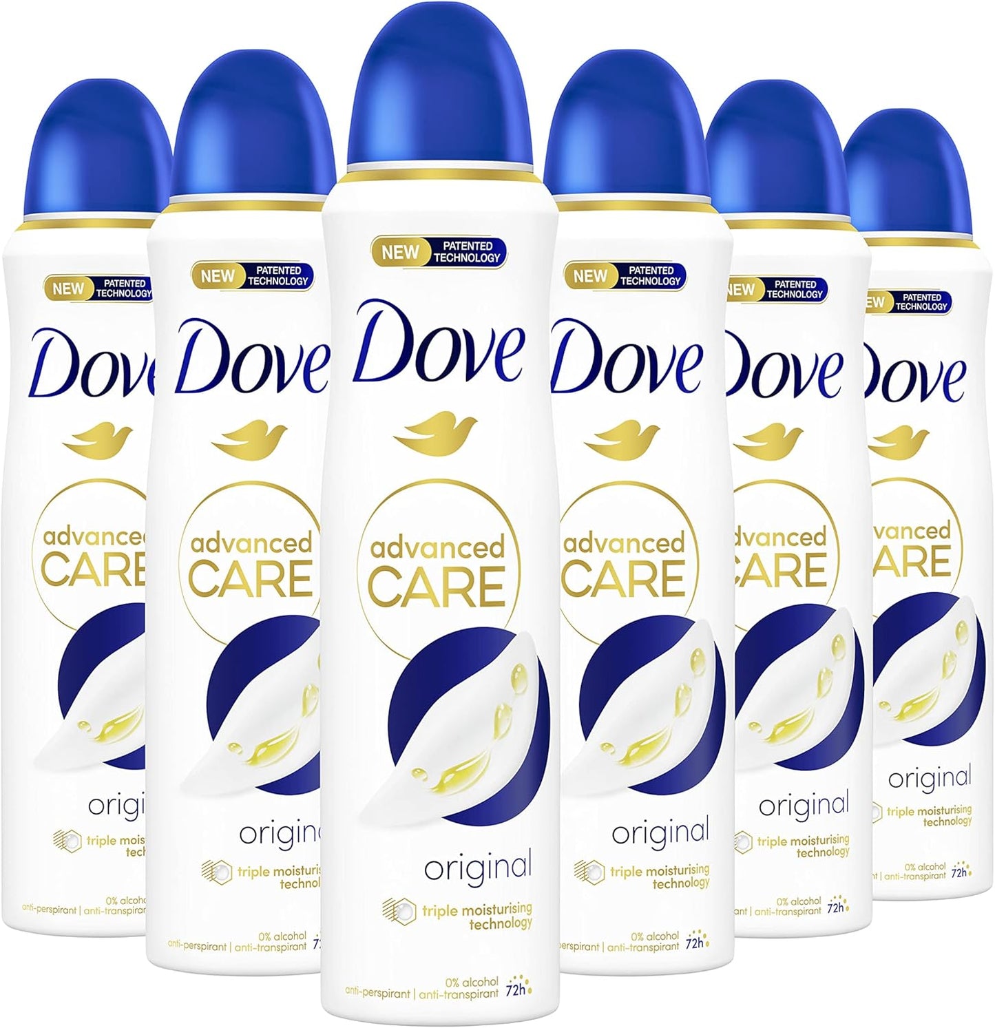 Dove Advanced Care Original Anti-Transpirant Deodorant Spray, biedt tot 72 uur bescherming tegen zweet - 6 x 150 ml - Voordeelverpakking