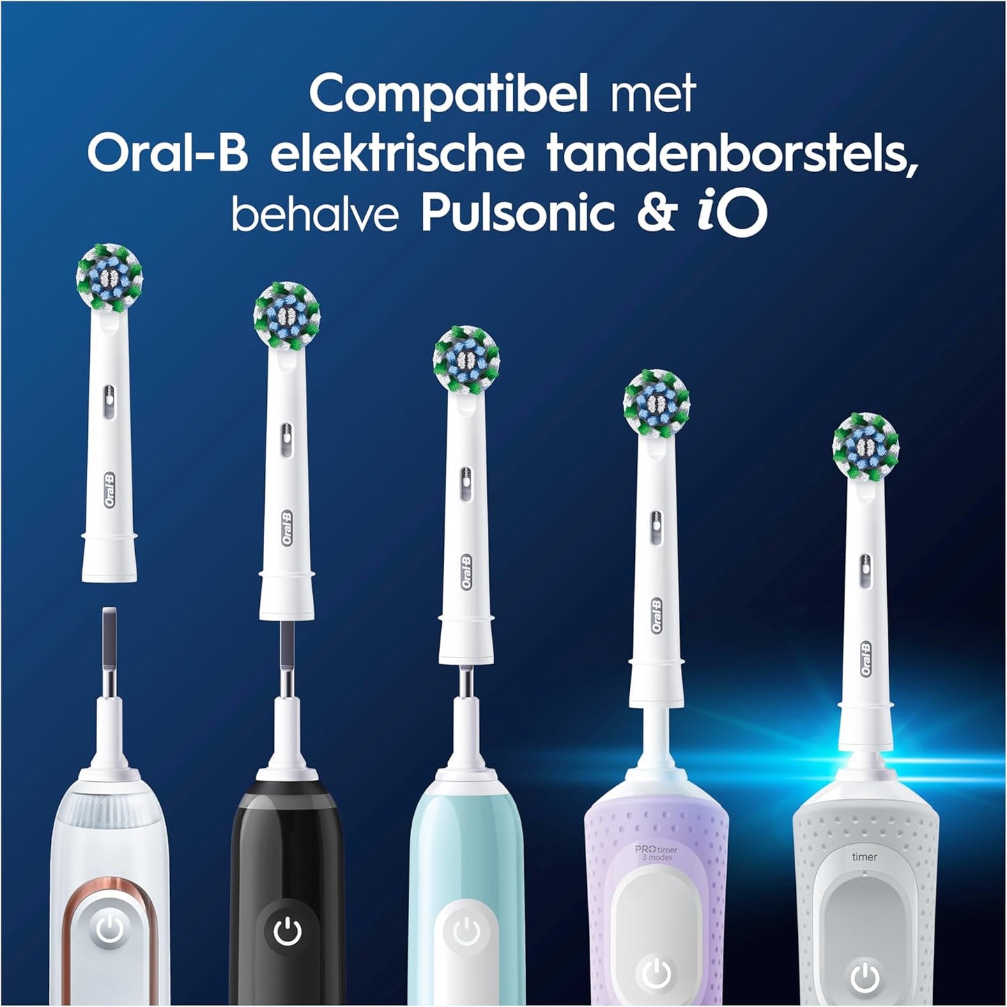 Oral-B Pro Cross Action Black Brushes for Electric Toothbrushes, Pack of 4