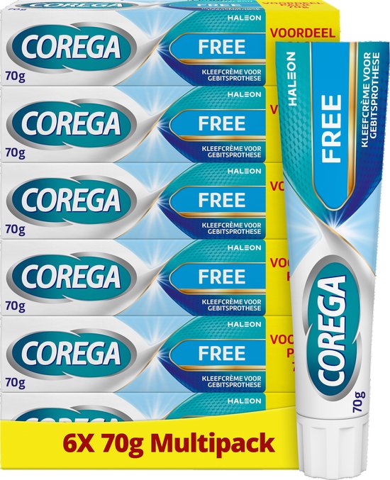 Corega Free Adhesive Cream for Dentures, 6 x 70 g