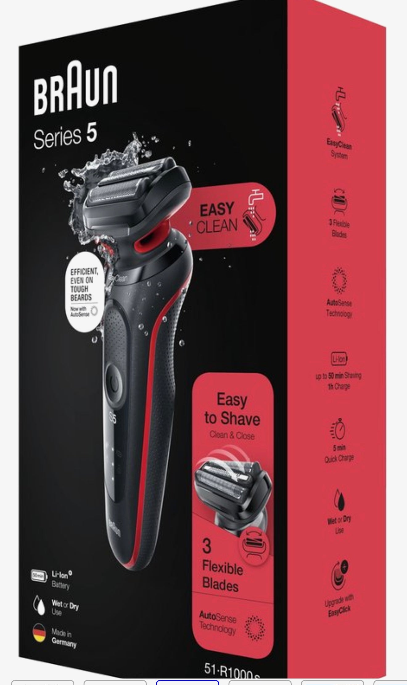 Rasoir électrique Braun Series 5 pour homme, rouge