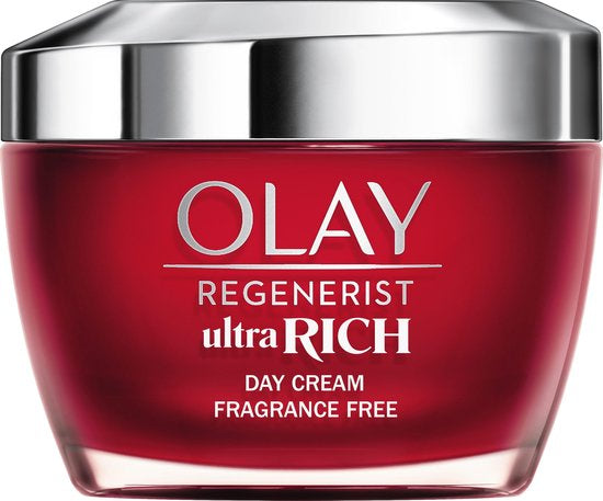 Crème de jour ultra riche Olay Regenerist - Peptide de vitamine B3 et beurre de karité - Sans parfum - 50 ml - Peau sèche