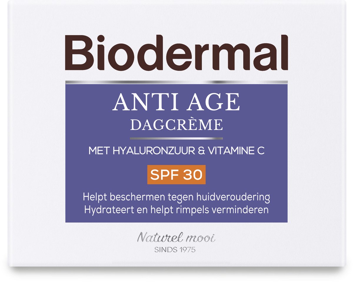 Biodermal Anti Age Dagcrème - SPF30 - Dagcrème met hyaluronzuur en vitamine C - 50ml