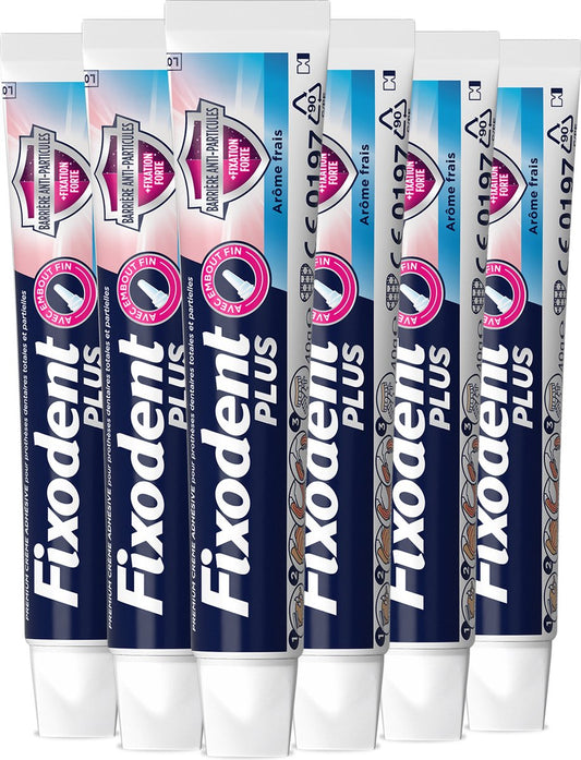 Fixodent Plus Denture Adhesive Paste – Fresh with Food Shield – 6 x 40 ml