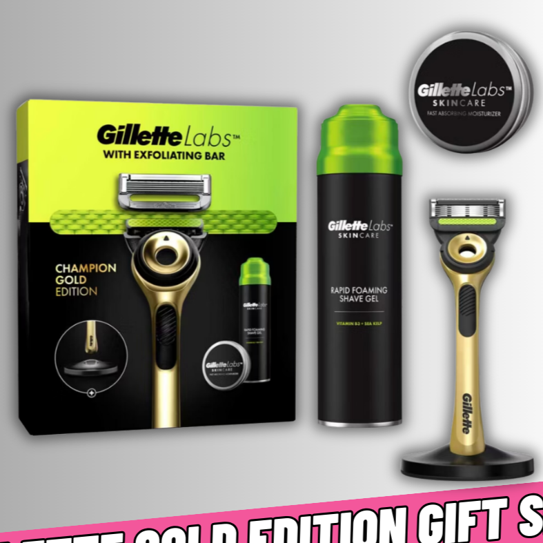 Gillette Labs Champion Gold Edition Razor With Shaving Gel & Moisturiser