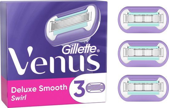 Gillette Venus Deluxe Smooth Swirl Razor Blades For Women - 3 Refill Blades