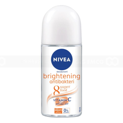 Nivea Deodorant Roll On Women Brightening Anti-Bacterial 50ml - 6 stuks