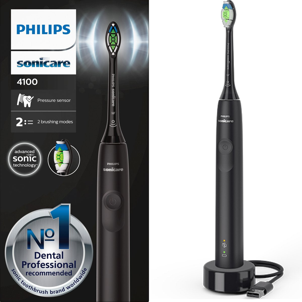 Philips Sonicare 4100 HX3681/54 Zwart Elektrische Tandenborstel