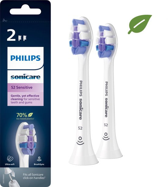Philips Sonicare Optimal Sensitive - voor Elektrische Tandenborstel - Wit - Verpakking van 2 - HX6052/10