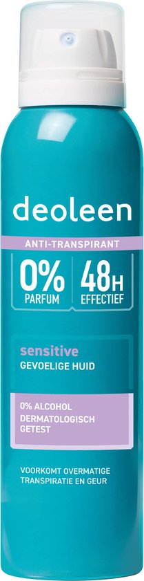 Deoleen Antitranspirant Aérosol Sensitive Efficacité 48h 0% parfum & 0% alcool 150 ml - 3 pièces