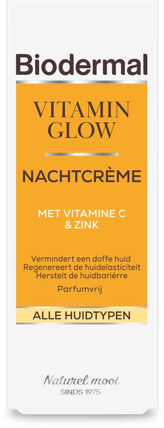 Biodermal Vitamin Glow Nachtcrème met vitamine C en zink - Gezichtsverzorging - 50 ml