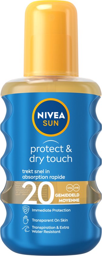 NIVEA SUN Sunscreen - Protect &amp; Dry Touch Transparent Sun Spray - SPF 20 - 200 ml 