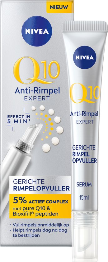 NIVEA Q10 Anti-Rimpel Expert Serum - Rimpel Opvuller voor Gezicht - Anti-Age Skincare Met Q10 en Peptide - 15 ml
