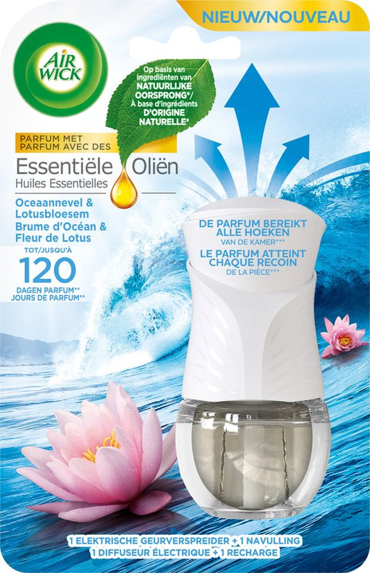 Air Wick Ocean Mist & Lotusbloemen 19ml-  Elektrische Geurverspreider - Starterkit-1 stuk