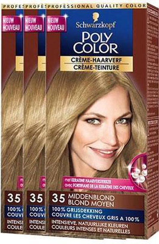 Schwarzkopf Poly Color Haarverf Creme - 35 Middenblond - 3 st