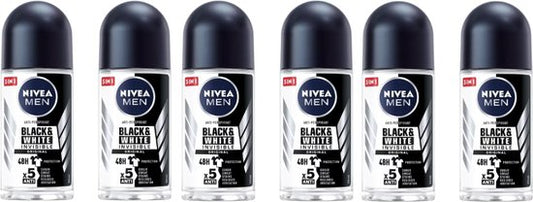 Nivea Men Black & White Invisible Roll'On Deo Original - 6 x 50 ml