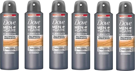 Dove Men + Care Deo Spray Talc Mineral Sandelwood - 6 x250ml,voordeelverpakking