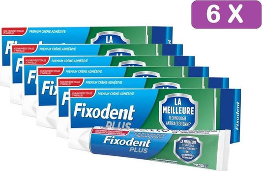 6x Fixodent Plus Duo Protection Antibacterial - 40 grams 