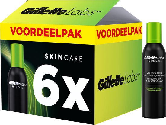 GilletteLabs Quick Rinse Lightweight Shaving Foam - For Men - Value Pack 6 x 240ml 
