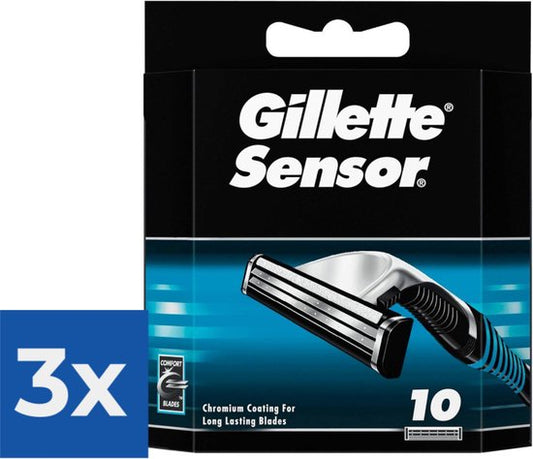 Gillette Sensor Scheermesjes Voor Mannen - 10 Navulmesjes -  3 stuks