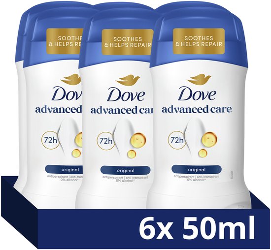 Dove - Anti-Transpirant Deodorant Stick - Advanced Care Original - 6 x 50 ml
